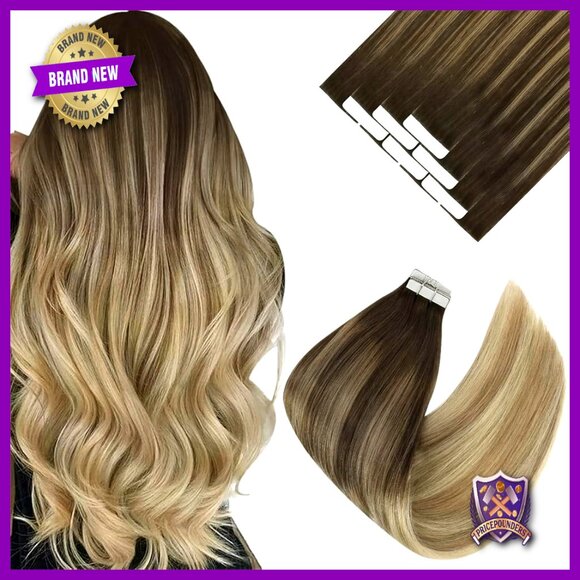 Real Human Hair Tape In Extensions Straight 20 Inch 10 Pieces Remy Hair